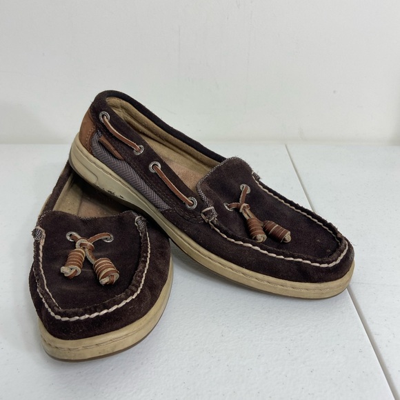 Sperry’s women’s brown top-sider songfish suede boat loafers‎ leather shoes 5.5 - Picture 1 of 8